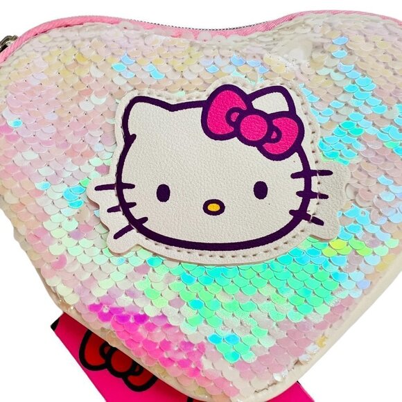 HELLO Kitty Sequin Heart Shape Cosmetic Bag - Picture 2 of 6